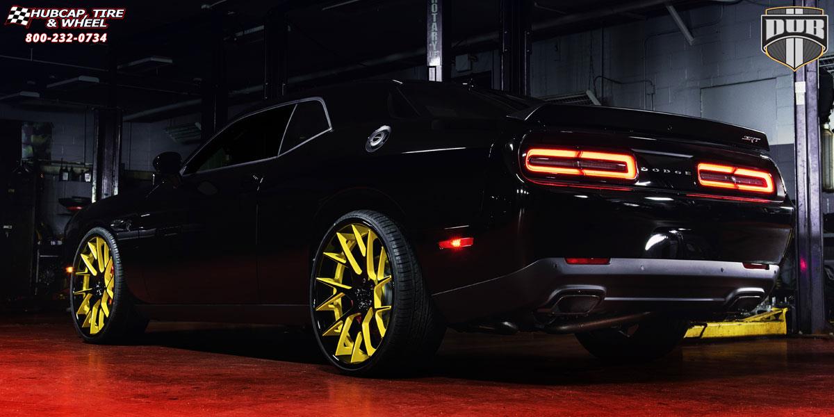vehicle gallery/dodge hellcat dub xa90 manor 24X9 Gloss Black w/ Yellow Windows | Gloss Black Lip wheels and rims